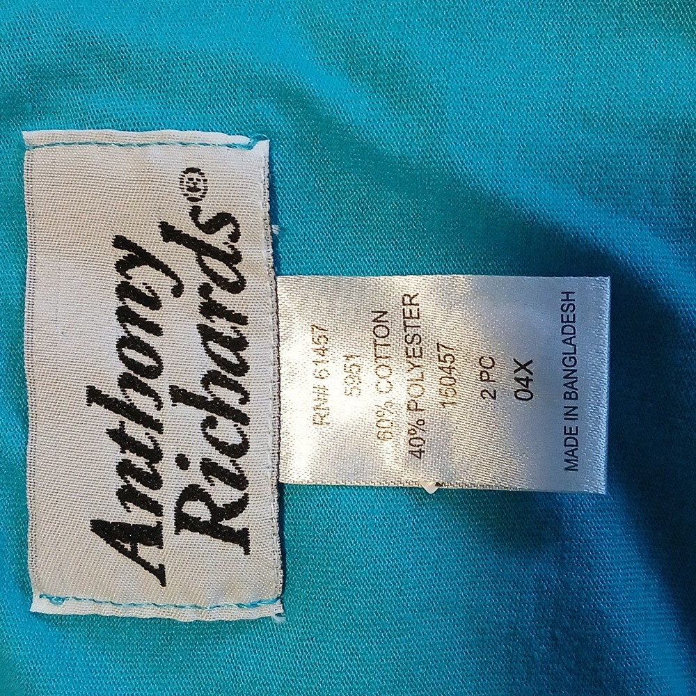 Anthony Richards Teal Cotton Blend Top - Picture 6 of 7